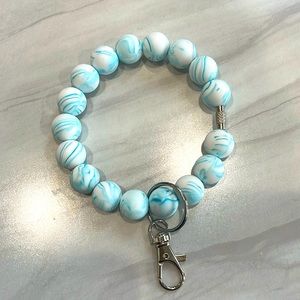 Blue Swirl Silicone Bead Key Ring